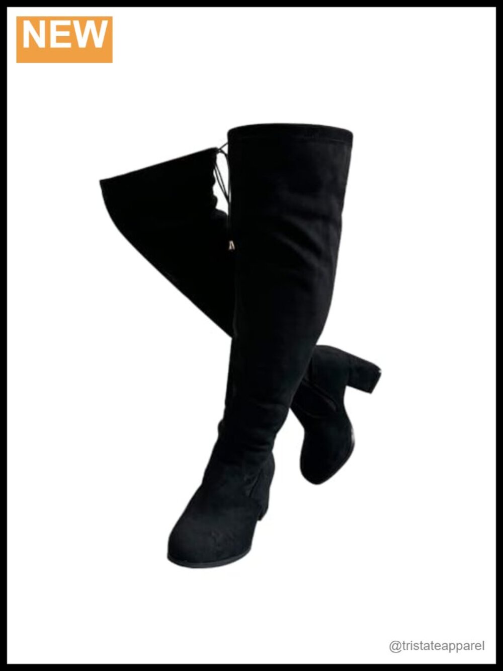 Wide Calf Over Knee Suede Tall Boots Chunky Block Heel Side Zipper